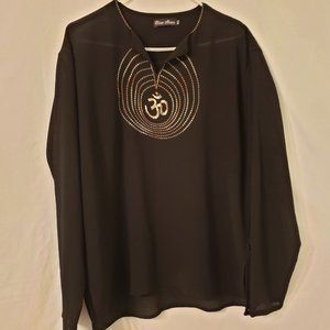 Women's Black Tunic Top w/ Embroidery of O…
